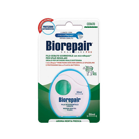 Зубная нить Биорипеар (Biorepair) вощеная скользящая 50 м