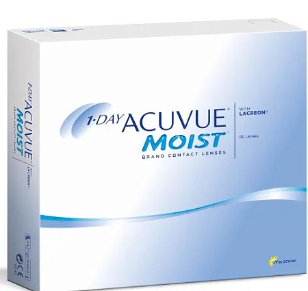 Линзы контактные АКУВЬЮ (ACUVUE) 1-Day Моист (Moist) R8.5 (-4.50) №90 Линзы контактные АКУВЬЮ (ACUVUE) 1-Day Моист (Moist) R8.5 (-4.50) №90