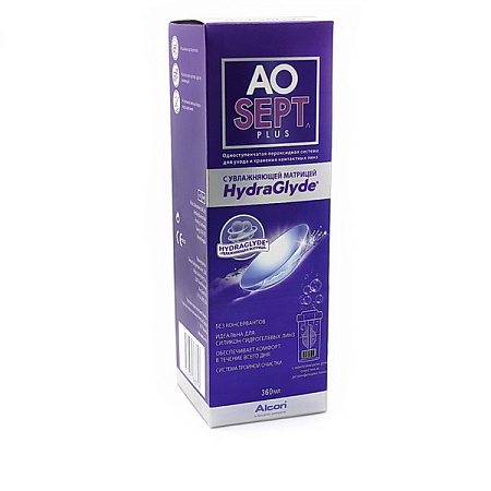 Раствор Аосепт (Aosept) Plus HydraGlyde для контактных линз 360 мл