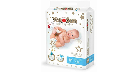 Подгузники ЁкоСан (Йокосан) (YokoSun) Premium размер М (5-10кг) №62