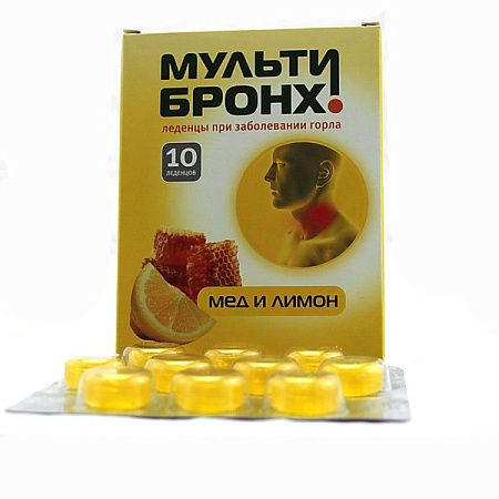 Леденцы Мульти-Бронх для горла мед и лимон 3.25 г №10