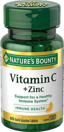 Витамин С + Цинк Нэйчес Баунти (Nature's Bounty) (Нейчес) тб №60