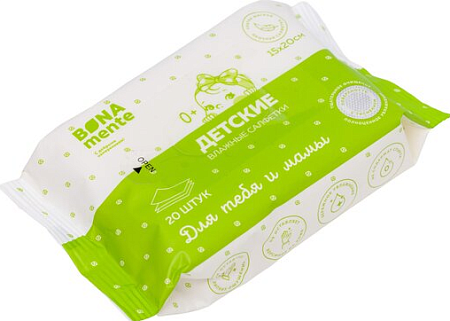 Салфетки влажные Бона Менте! (Bona Mente!) детские с тиснением на поверхности №20 Салфетки влажные Бона Менте! (Bona Mente!) детские с тиснением на поверхности №20