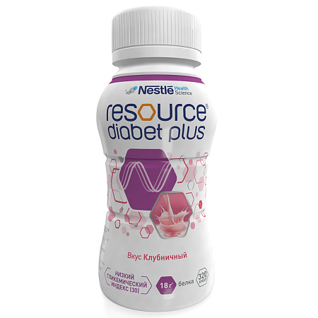 Смесь Ресурс Диабет Плюс (Resource Diabet Plus) с пищевыми волокнами со вкусом клубники 200 мл 