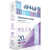 Лейкопластырь АРМА медицинский полимерный прозрачный 1.9см x 7.2см №20