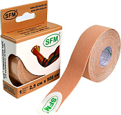 Лента СФМ (SFM) Plaster Кинезиологическая на хлопковой основе в рулоне 2.5 см х 5 м бежевый