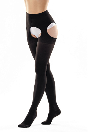 Чулки компрессионные Интекс Универсал медицинские женские с поясом с закрытым носком черные класс 1