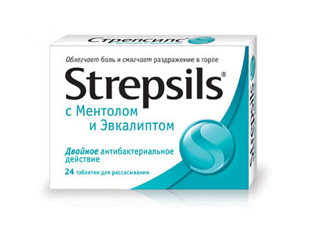 Стрепсилс тб д/расс ментол/эвкалипт №24