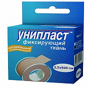 Лейкопластырь Унипласт (Uniplast) фиксирующий натуральный ткань 2.5см x 5м (500см)