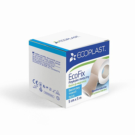 Лейкопластырь фиксирующий Экопласт (Ecoplast) Экофикс (EcoFix) тканный медицинский 5см x 5м (500см)