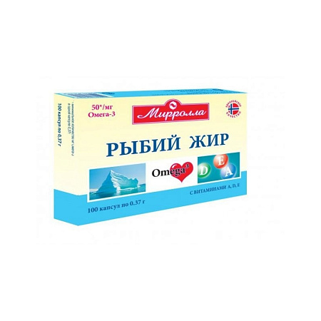 Рыбий жир Мирролла (Mirrolla) с вит А Д Е капс 0.37 г №100