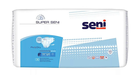 Подгузники Сени (Seni) Супер air размер L (100-150см) №30