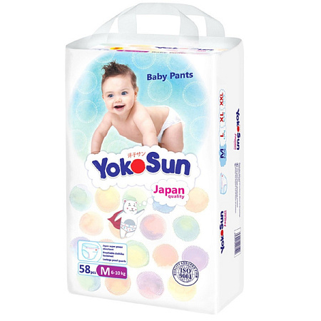 Подгузники-трусики ЁкоСан (Йокосан) (YokoSun) детские размер М (6-10кг) №58