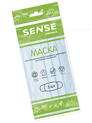 Маска медицинская (Маски медицинские) Сенсе (Sense) из нетканого материала одноразовая №3 голубая