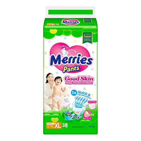 Подгузники-трусики Мерриес (Merries) Good Skin размер XL (12-19кг) №38