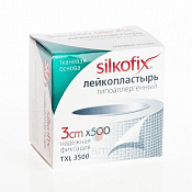 Лейкопластырь Силкофикс (Silkofix) фиксирующий на тканевой основе белый 3см x 5м (500см)