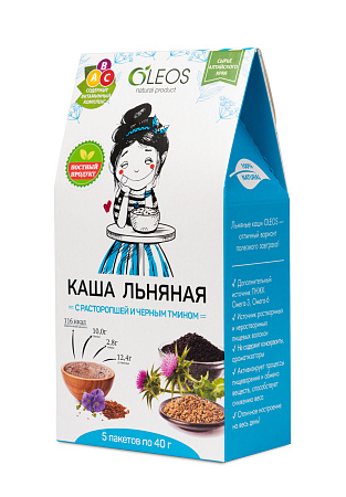 Каша льняная Олеос (Oleos) с расторопшей и черным тмином (5*40)