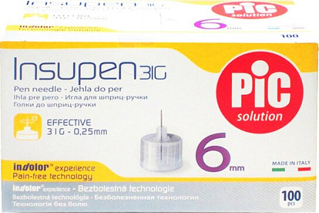 Игла Инсупен (Insupen) для шприц-ручки 31G (0.25х6 мм) №100