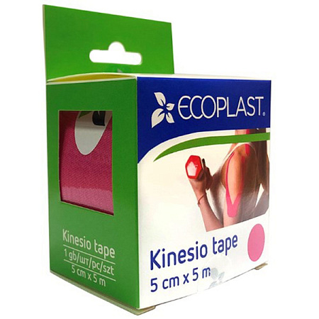 Бинт эластичный (Кинезио-тейп) Экопласт (Ecoplast) 5 см х 5 м розовый
