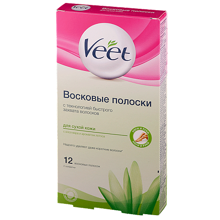 Полоски восковые Вит (Veet) для депиляции д/сух кожи №12