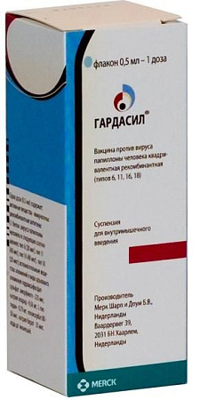 Вакцина Гардасил суспензия для инъекций для в/м введения 0.5 мл 1 доза №1