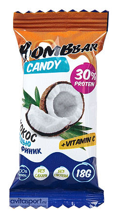 Конфета Бомбар (Bombbar) Кокос и кешью протеиновая 18 г 