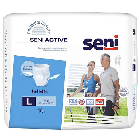 Подгузники-трусы Сени (Seni) Актив (Active) размер L (100-135 см) №10