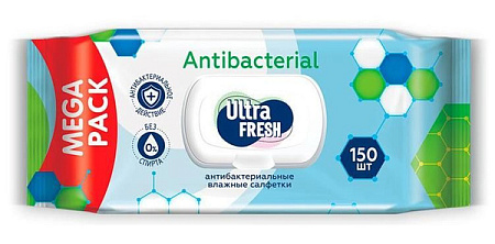 Салфетки влажные Ультрафреш (Ultrafresh) Антибактериальные №150 с клапаном