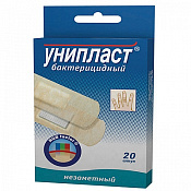 Лейкопластырь Унипласт (Uniplast) бактер незамет 1.9см x 7.2см №20