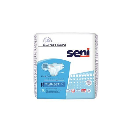 Подгузники Сени (Seni) Супер (Super) д/взрослых рМ (75-110см) №10 Подгузники Сени (Seni) Супер (Super) д/взрослых рМ (75-110см) №10