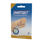 Лейкопластырь Унипласт (Uniplast) бактер натурал 1.9см x 7.2см №8
