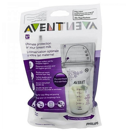 Пакеты Авент (Avent) для хранения грудного молока 180 мл №25