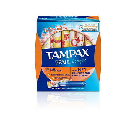 Тампоны Тампакс (Tampax) Перл Компак Супер Плюс №16