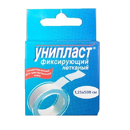 Лейкопластырь Унипласт (Uniplast) фиксирующий нетканый 1.25см x 5м (500см)