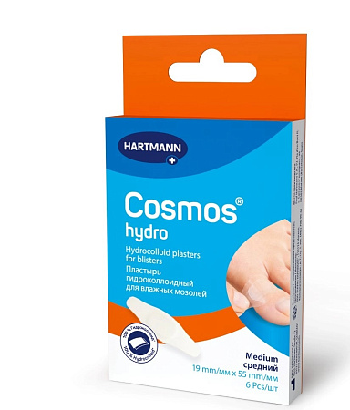 Лейкопластырь (пластырь) Космос (Cosmos) Гидро для влаж мозолей гидроколлоидный средн 1.9 x 5.5см №6 Лейкопластырь (пластырь) Космос (Cosmos) Гидро для влаж мозолей гидроколлоидный средн 1.9 x 5.5см №6