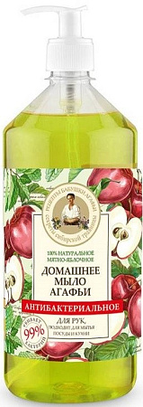 Мыло жидкое Рецепты бабушки Агафьи антибактериальное мятно-яблочное д/рук 1000 мл