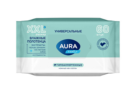 Полотенца АУРА (Aura) Family влажные универсальные №60
