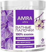 Ватные палочки Амра (Amra) в банке (стакане) №200