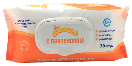 Салфетки влажные Мое Солнышко с Пантенолом д/детей с 0 месяцев №70