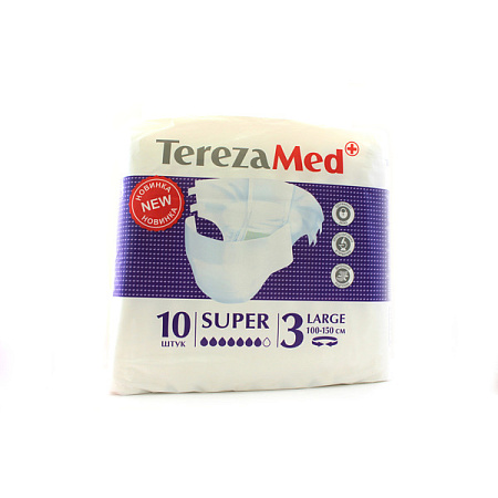Подгузники ТерезаМед (TerezaMed) Супер Large для взрослых размер 3 (L) 7 капель №10