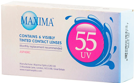 Линзы контактные Maxima 55 UV (Максима 55 UV) R8.6 (-1.25) №6