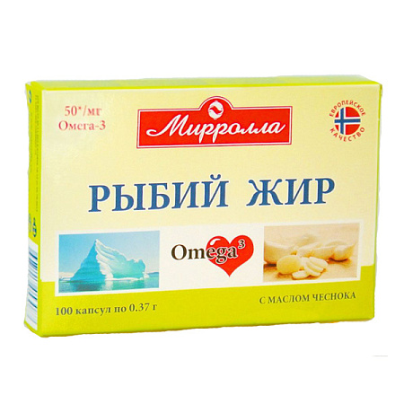 Рыбий жир Мирролла (Mirrolla) с маслом чеснока капс 0.37 г №100