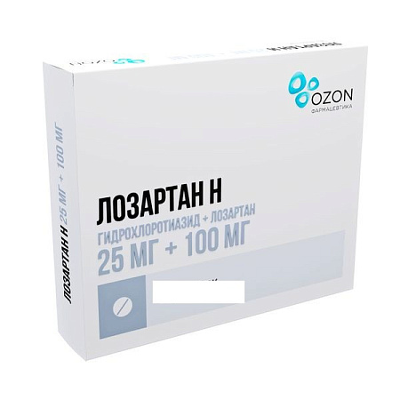 Лозартан Н тб п/о 25 мг+100 мг №90