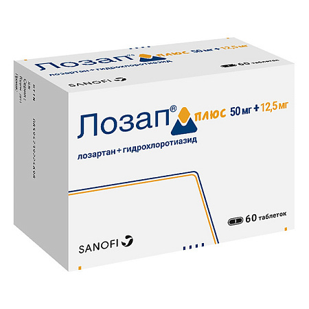 Лозап Плюс тб п/о 50 мг+12.5 мг №60