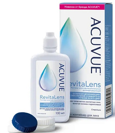 Раствор Акувью (Acuvue) Revitalens многофункциональный дезинфицирующий с контейнером д/линз 100 мл Раствор Акувью (Acuvue) Revitalens многофункциональный дезинфицирующий с контейнером д/линз 100 мл