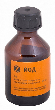Йод р-р д/нар прим спирт 5% 25 мл