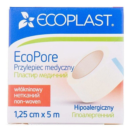 Лейкопластырь фиксирующий Экопласт (Ecoplast) Экопор (EcoPore) нетканный 1.25см x 5м (500см)