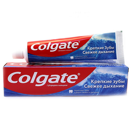 Зубная паста Колгейт (Colgate) Крепкие зубы и свежее дыхание с фтором и кальцием 100 мл