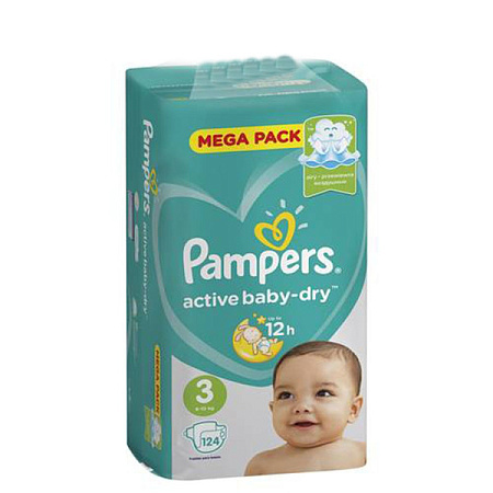 Подгузники Памперс (Pampers) Active Baby-dry 3 миди (5-9 кг) №124