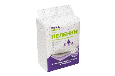 Пеленки впитывающие Бона Менте! (Bona Mente!) тиснение супер адсорб полимер 60х60 см №30